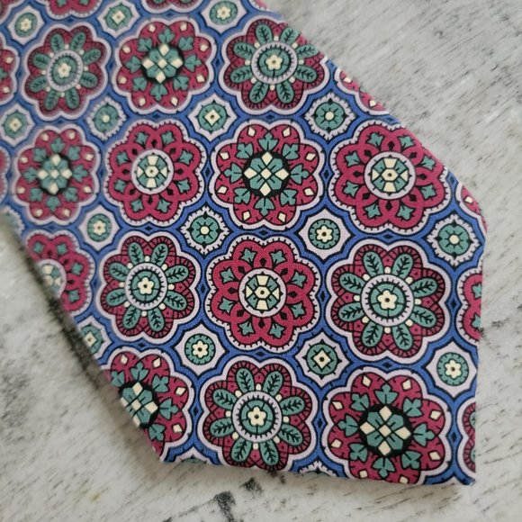 Allen Solly Blue and Red Mandala Print Necktie 55 x 3.25 - Picture 4 of 9